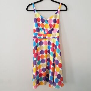 Polka Dot Colorful Babydoll Statement Dress SMALL Maximalist Rainbow Twister Art